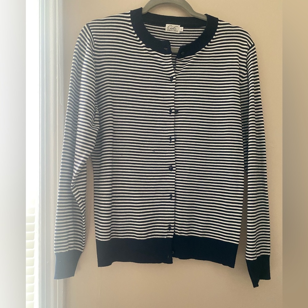 Ciela, Navy Blue & White Striped Sweater, Size L